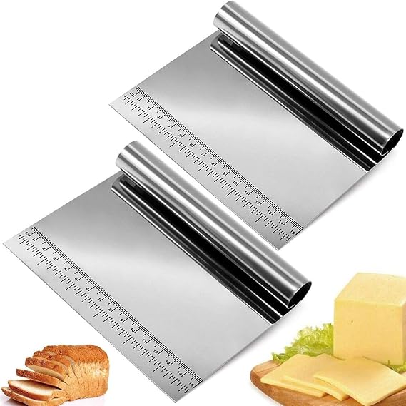 Jouis Dough Cutter Steel,Metal Dough Scraper,Cake Scraping Apparatus,Mud Slicer,Steel Shaper And Dough Portioner For Cake And Pastry