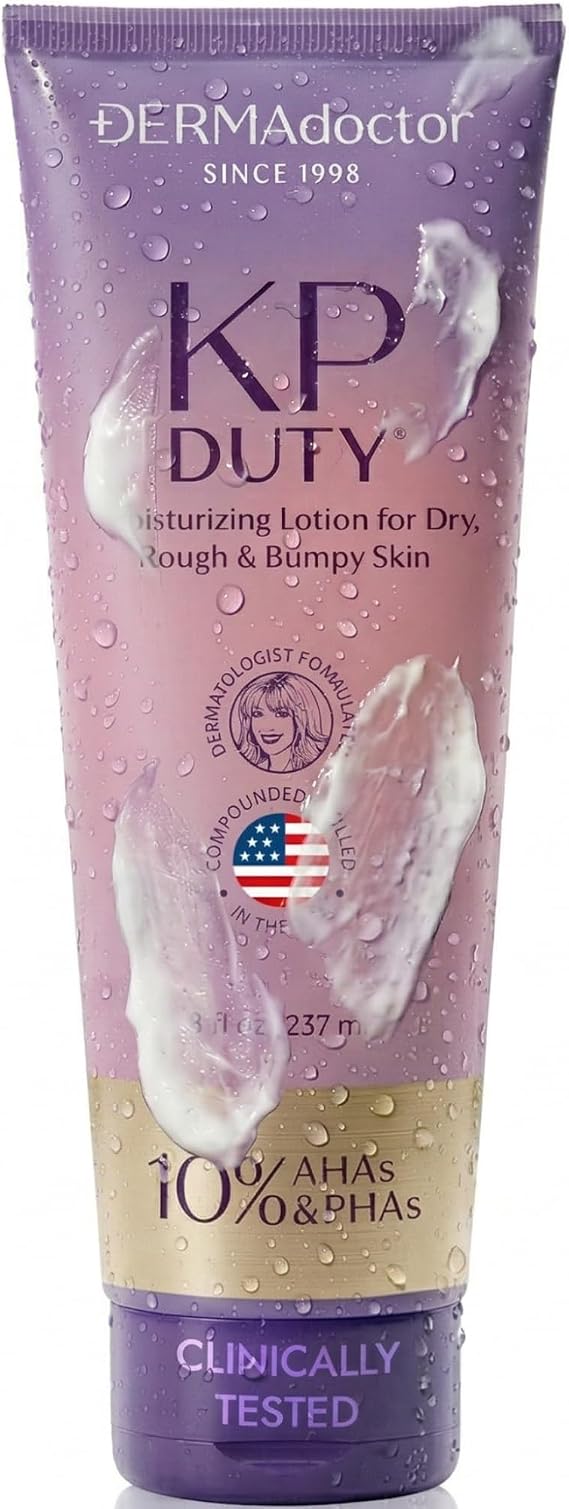 DERMAdoctor KP Bump Eraser Body Lotion – Exfoliating Moisturiser for Keratosis Pilaris, Dry Bumpy Skin & Chicken Skin – Hydrates, Softens & Smooths – 237ml