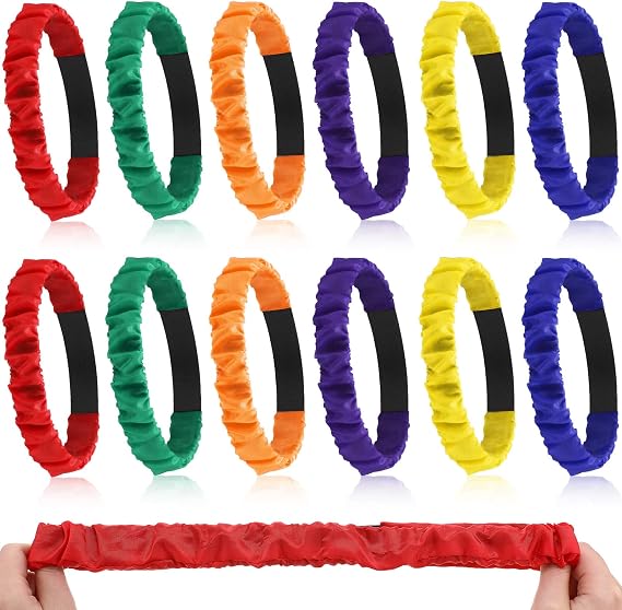 Chivao 12 Pcs 3 Legged Race Bands for Adults Colorful Elastic Tie Rope for Birthday Relay Race Carnival Field Day Backyard Indoor Outdoor Team Building Party Supplies