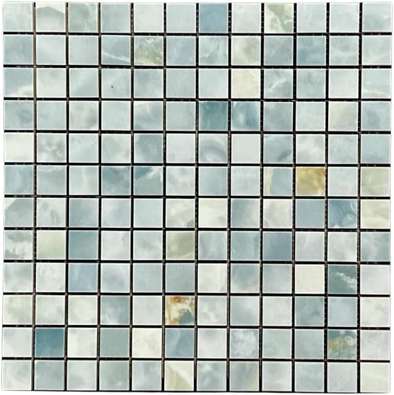 Tenedos HTC175 Aqua Celeste Glossy Blue 1x1 Porcelain Mosaic Tile Elegant Sheet for Bathroom Walls, Kitchen Backsplashes, Shower & Pool Use (1 Sheet)