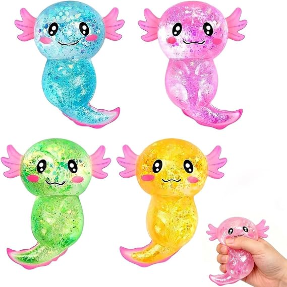 4Pcs Axolotl,Axolotl Collectible Figures, Axolotl Sensory for Desk Decor and Relaxation, Soft and Durable Axolotl Characters with Unique Designs,It is an ideal choice for gatherings and birthday gifts