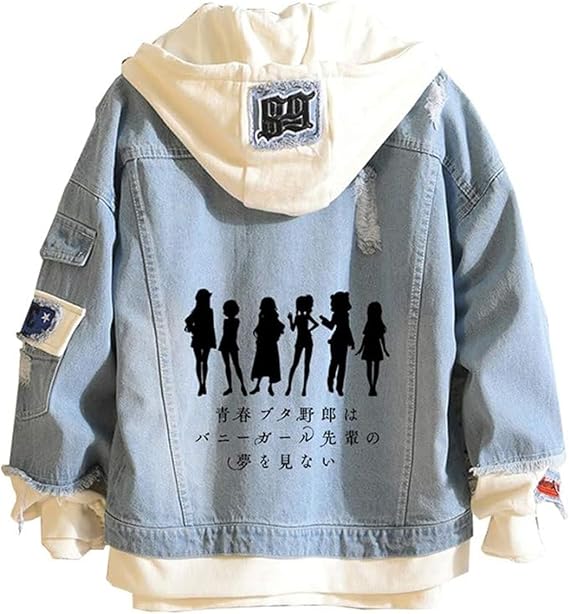 ISaikoy Anime Rascal Does Not Dream of Bunny Girl Senpai Denim Jacket Sweatshirt Sweater Hoodie Pullovers Fleeces Costume