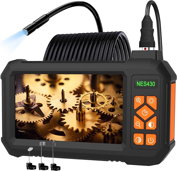 Industrial Endoscope Borescope Camera with Light, Borescope Inspection Camera, Industrial Cameras 1080P HD 4.3" Screen, IP67 Waterproof Snake Cameras with 8 LED lights, Gadgets for Men, 16.5Ft