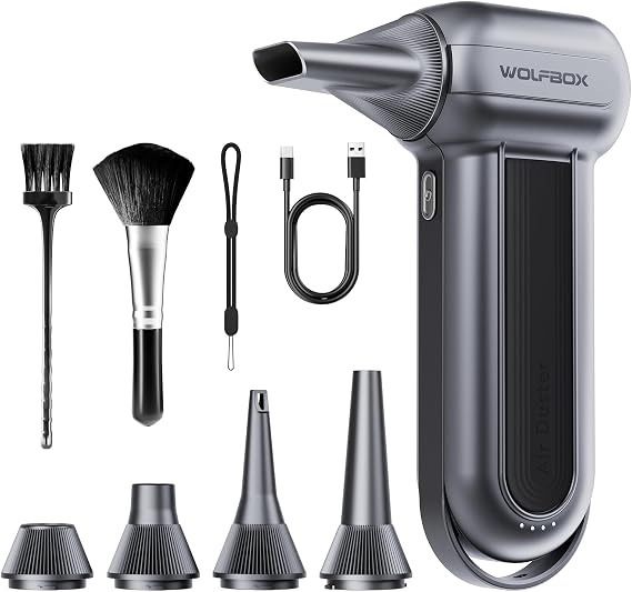 WOLFBOX MF100 Compressed Air Duster, 150000RPM Turbo Fan, 45 m/s Airflow