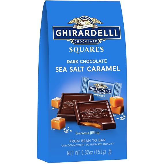 Ghirardelli Dark and Caramel Sea Salt, Chocolate Squares, 5.32 Ounce (Pack of 1)