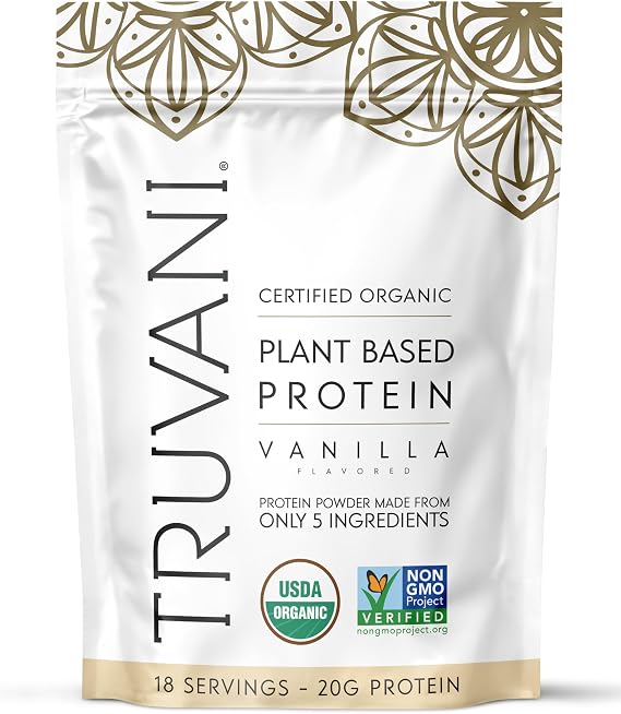 Truvani Organic Plant Based Protein Powder | Vanilla | 18 Servings