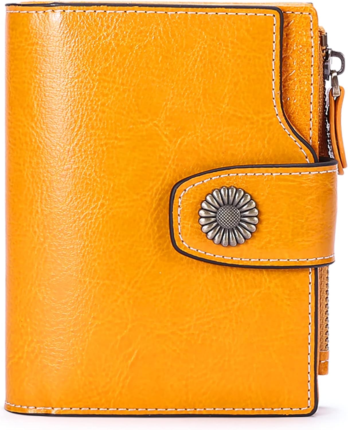 SENDEFN Small Women Wallet Genuine Leather RFID Blocking Bifold Small Purse with Zipper Pocket