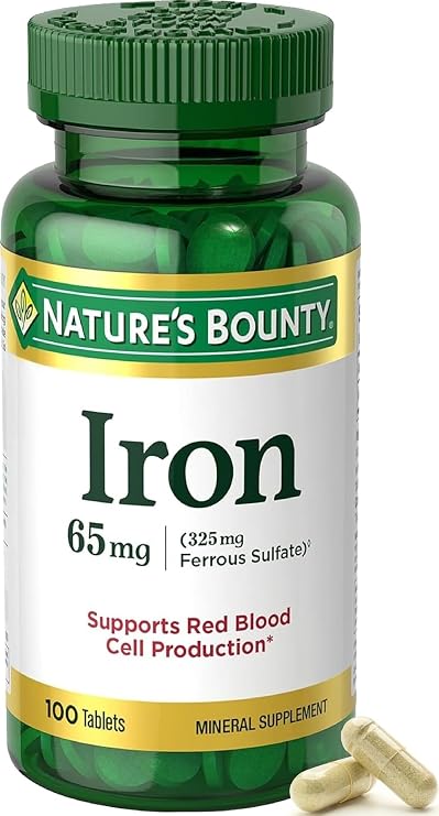 Natures Bounty Iron 65mg, 325mg Ferrous Sulfate, 100 Tablets