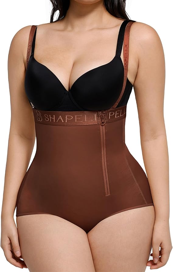 SHAPELLX Tummy Control Body Shaper Panties High Waist Shapewear Panty Women Waist Trainer (-Large Brown)