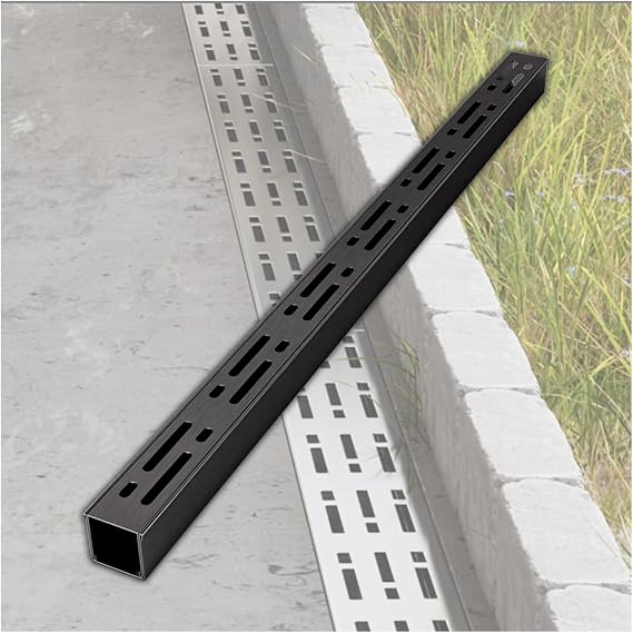 Stainless Steel Trench Drain System for Yard Sidewalk, Black Floor Drain System and Channel Drain, Fast Drainage(1pcs,100x7x5cm)