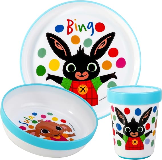 Bing 3 Piece Reusable Bicolor Kids Dinner Tableware Set - 100% BPA-Free