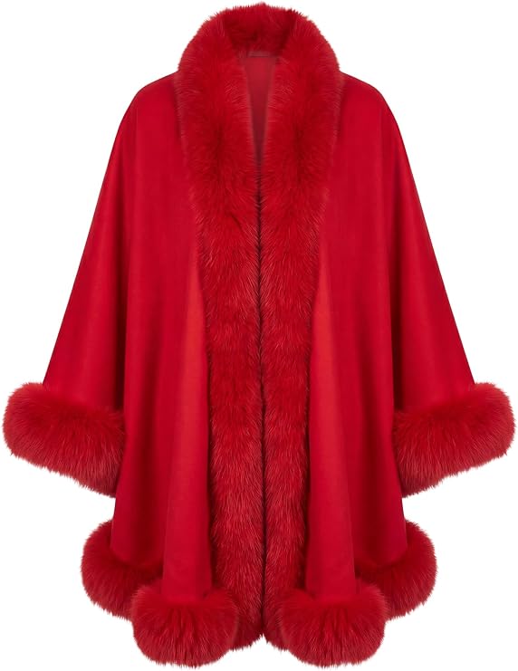 Cashmere Cape with Shadow Fox Trim