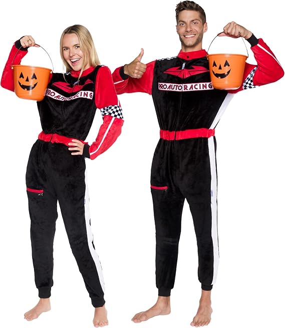 Funziez! Slim Fit Racecar Driver and Fighter Pilot One Piece - Plush Adult Costume Jumpsuit