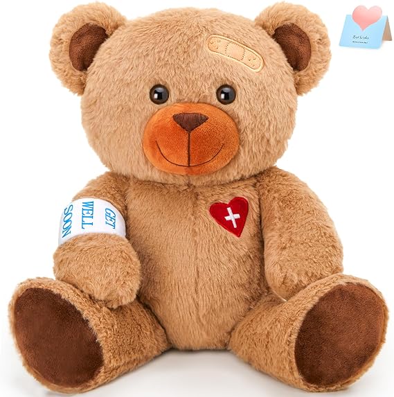 Houwsbaby 12" 30CM Get Well Soon Teddy Bear Stuffed Animal Get Well Soon Bear Stuffed for Kids Adult After Surgery Gifts for Infant Broken Arm Teddy Bear Feel Better Bear