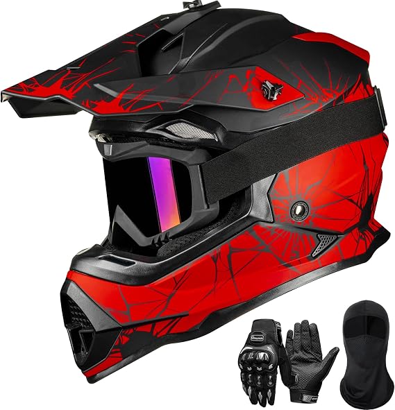 ILM Adult Dirt Bike Helmet DOT Approved, Full Face Motocross ATV Set WS901