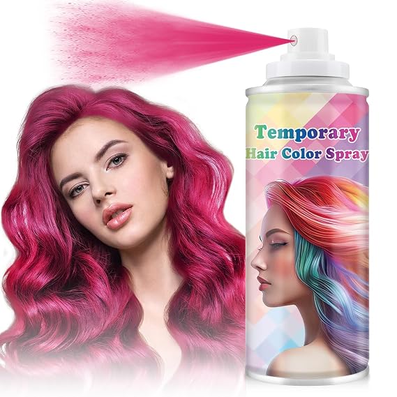 ONE-TIME USE Hair Color Spray for Women and Kids, Pink Temporary Hair Spray for Crazy Hair Day, 1-Day Washable Disposable Hair Wax Dye Christmas Halloween Cosplay Party (Pink)