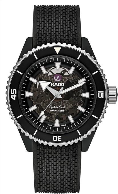 Rado Captain Cook High-Tech Ceramic Black, Rubber Bracelet R32127156