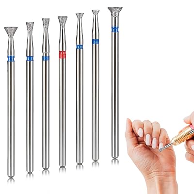 Nail Drill Bit Set, 7 Pcs Diamond Nails Drills Bits Russian Electric Manicure-Grinding Head Tool Manicure Drill Bits Mini Sanding Bands Cuticle Removal Bit Diamond Manicure Set # 03
