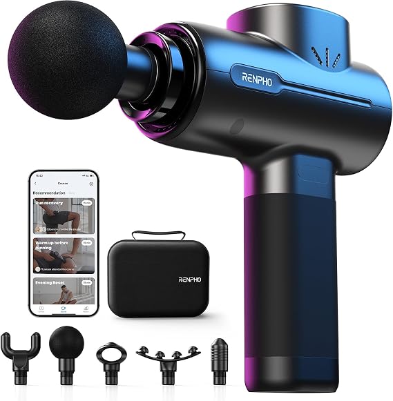RENPHO Massage Gun with Bluetooth, App with Tutorial, Active+ Thermacool