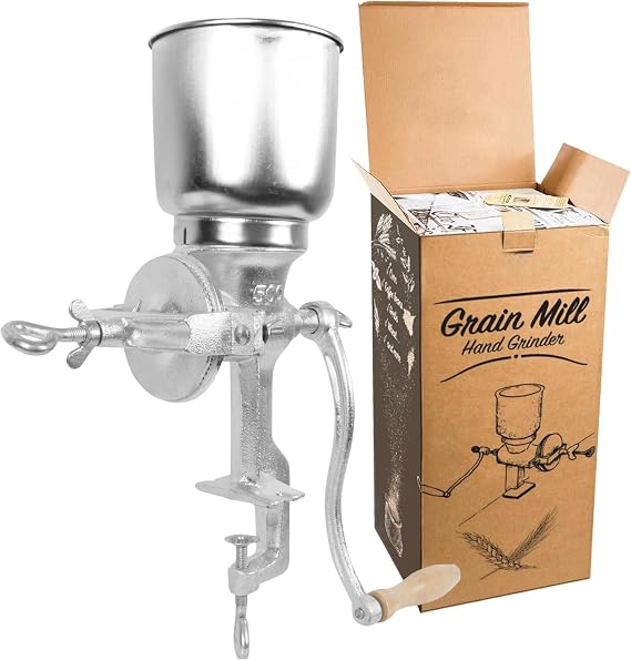 Hand Crack Corn Grain Mill Grinder Manual Mill Food Grinder Grain Mill Iron for Corn Coffee Food Wheat Oats Spices Seeds Great for Restaurants Commercial Kitchens Bakery Corn Grinder with High Hopper