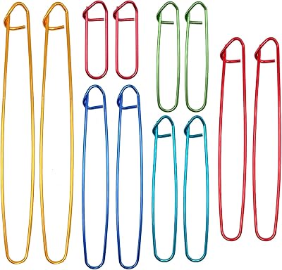 12 Pcs Knitting Stitch Holders Aluminum, Colorful Yarn Stitch Holder for Practical Knitting Crochet Tools for Sweaters Socks Yarn Sewing DIY Blankets