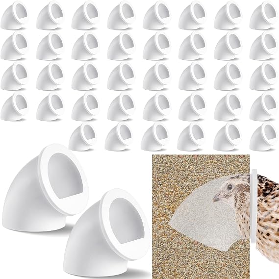 Teenyyou 20 Pack Quail Feeders No Waste DIY Feeder Port, 1.5 Inch, White