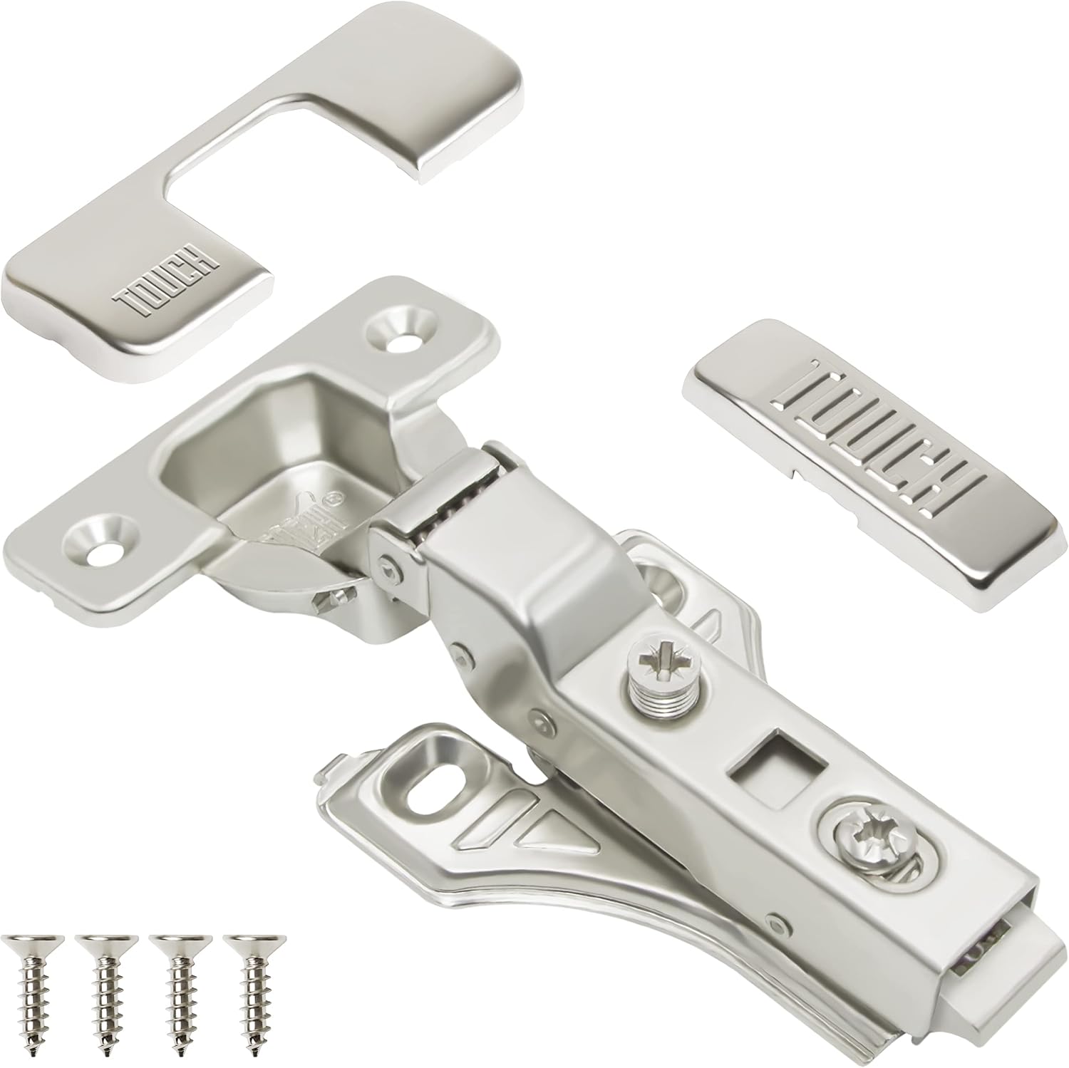 TOUCH Cabinet Hinges 5 Pairs, 10 PCS Face Frame Cupboard Door Soft Close Hinges 38 Inch Half Overlay Concealed European Clip-On Hinges for Kitchen Cabinet 3-Way Adjustable with Screws