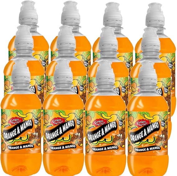 Variety Flavour Soft Drink 330ml – Sour Apple, Summer Fruits, Orange & Mango, Refreshing Fizzy Beverages, Mixed Fruit Soda Pack - Frtjy (12 x Bottle, Orange & Mango)
