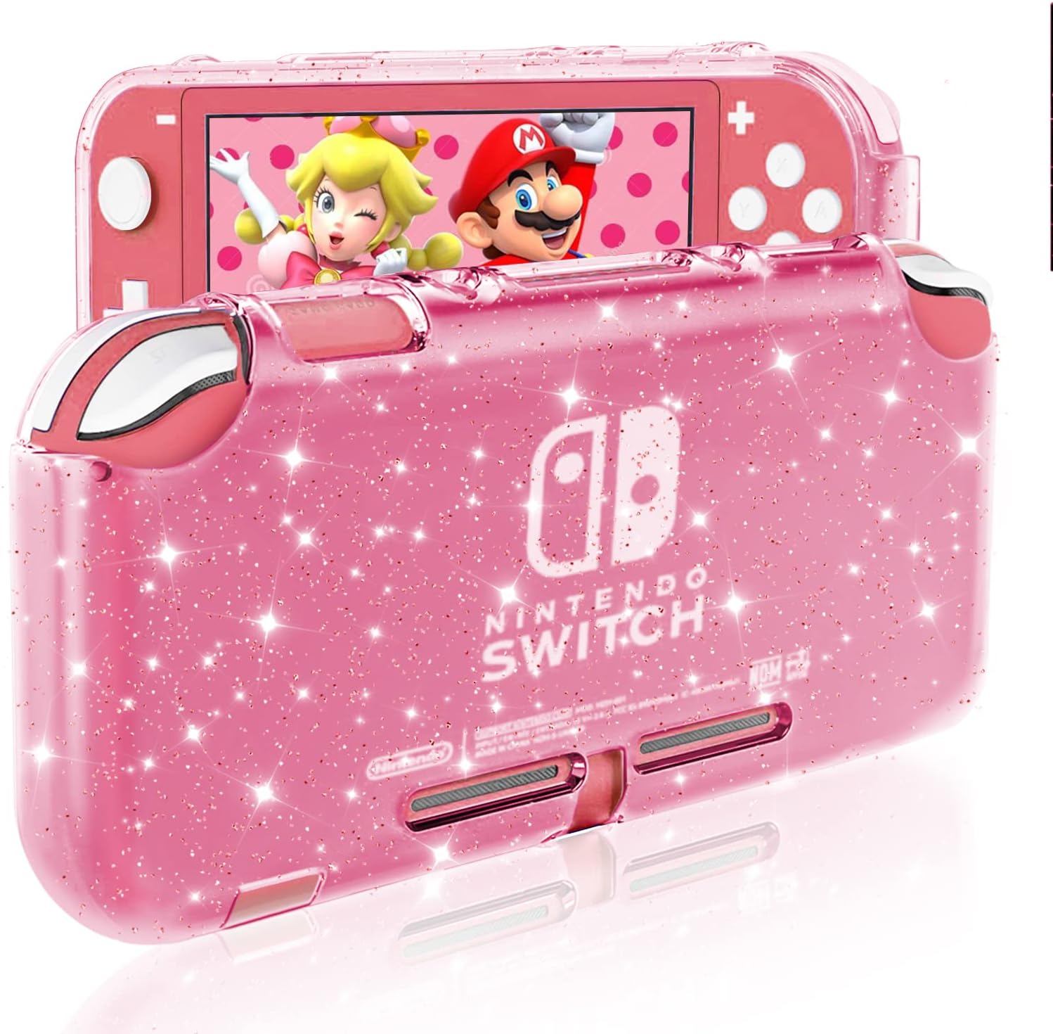 DLseego Purple Glitter Protective Case for Switch Lite, Bling Clear Crystal Soft TPU Cover with Shock-Absorption and Anti-Scratch Design, Cute Sparkle Shining Skin for Switch 2019 Version