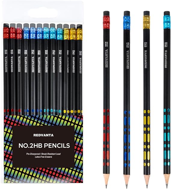 Pre-Sharpened Pencils #2 HB for Kids, School Number 2 Pencils with Latex-Free Erasers, Smooth Writing, Break-Resistant, Easy to Sharpen, Comfort Grip, Back to School Supplies, 12 Count