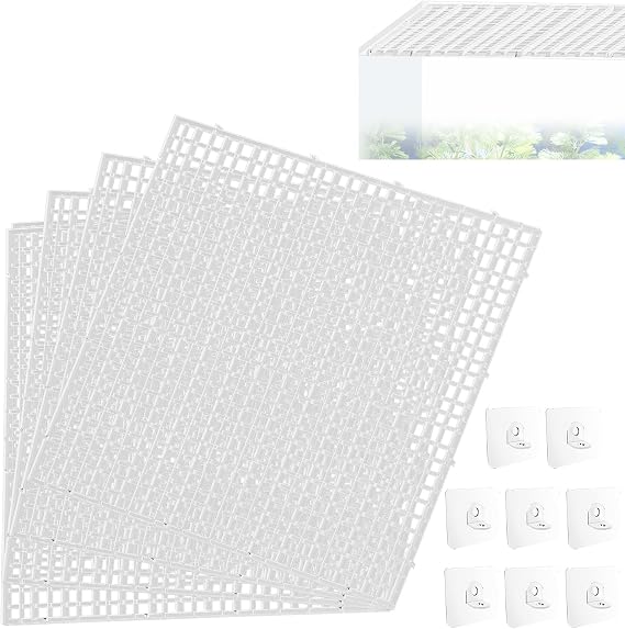 4 PCS Aquarium lid Hood, Fish Tank Top Cover, Plastic Grid Panel Fish Tank Lid Aquarium Cover lid to Prevent Fish from Jumping Out of The Tank and Reptile Pet from Escaping