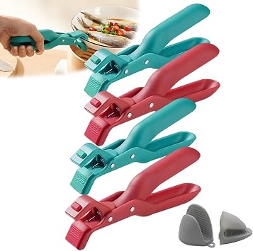 Hot Plate Gripper, 2026 Upgrade Multi-Function Anti-Scald Bowl Clip, Multi-Angle Hot Plate Gripper Non-Slip Silicone, Secure Grip Lifter For Kitchen Hot Bowl Dish Plate (4PC-C)