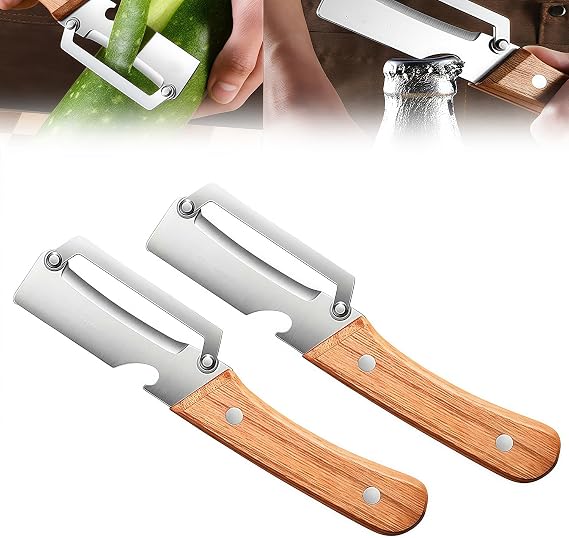 Multi-functional Vegetable Peeler for Kitchen,Sugar Cane Peeler,Ultra Sharp Stainless Steel Blades with Non-Slip Ergonomic Handles with Bottle Opener 2pc