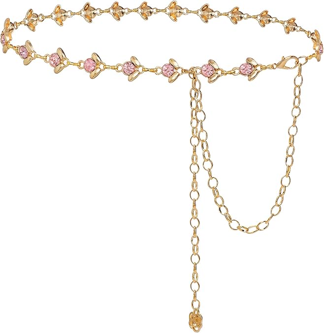 Glamorstar Chain Belt for Women Rhinestone Crystal Waist Belts for Dress Gift