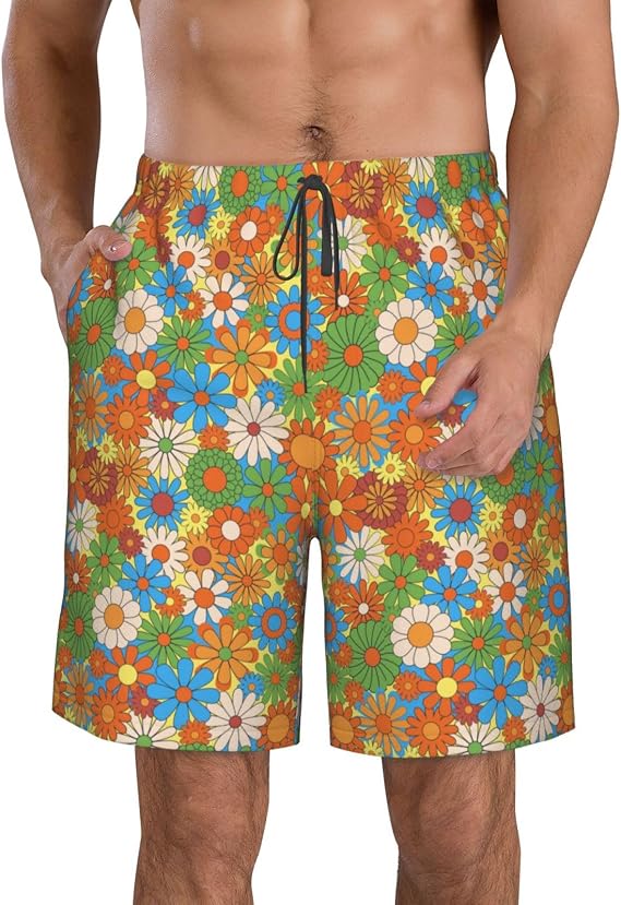 Mens Swim Trunks Quick Dry Board Shorts with Mesh Lining Beach Swimwear Bathing Suits with Pockets