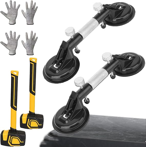 Pro Countertop Alignment Clamps, 2025 Upgraded Granite Seam Setter Tool with Vacuum Suction Cups for Stone, Marble, Quartz Slab Installation-Professional-Grade Installation Tools (2PCS)