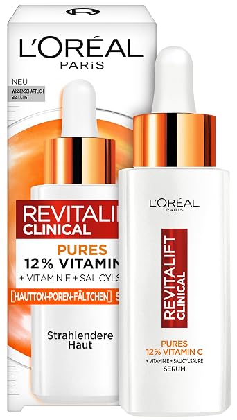 L'Oréal Paris Pures 12% Vitamin C Serum für Frauen: verbessertes Hautbild mit 12% Pure Vitamin C + Vitamin E + Salicylsäure Revitalift Clinical 1x 30ml