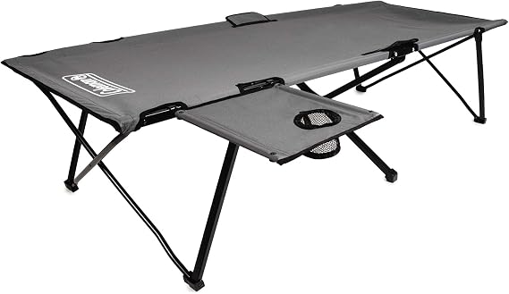 Coleman Pack-Away Big n Tall Camping Cot with Removable Side Table, Extra Wide Cot Fits Adults up to 6ft 6in or 300lbs, Carry Bag Included