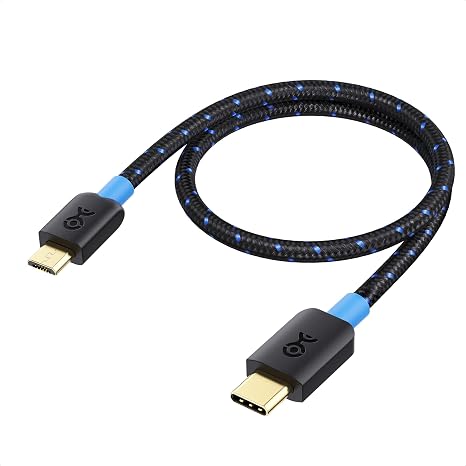 Cable Matters Braided USB C to Micro USB Cable, 1ft, Black
