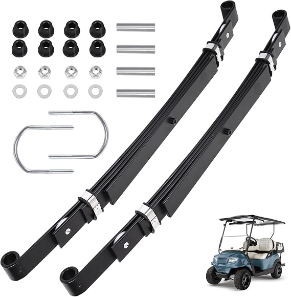 Golf Cart Rear Leaf Spring Kit Compatible with Club Car | Fits Precedent/Onward/Tempo 2004+, 4-Leaf Leaf Spring w/Bushings Sleeves U Bolt, Replace OEM 102509301, 102513001