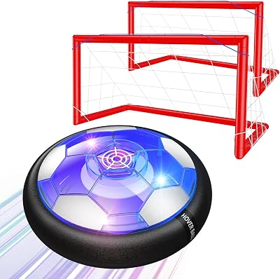 2 in 1 Hover Soccer Ball Set, USB Rechargeable Air Power Soccer Kids Toys with LED Lights and Foam Bumper Protection, 2 Goals for Boys and Girls Ages 3 4 5 6 7 8-12 IndoorOutdoor Games
