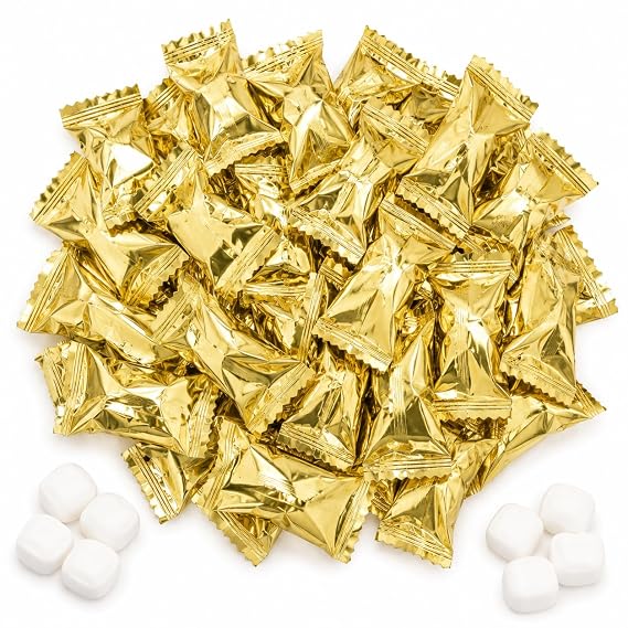 Gold Buttermints Individually Wrapped Metallic Mint Candy | Elegant Gold Wrapped Creamy Buttermints for Weddings, Baby Showers, Candy Buffets, Party Favors and Celebrations