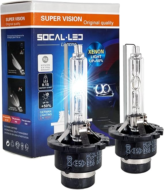 SOCAL-LED LIGHTING D2S 35W Xenon HID Headlight Bulbs - 10000K Deep Blue - 66040 66240 85122 OEM High Low Beam Direct Replacement - Pack of 2