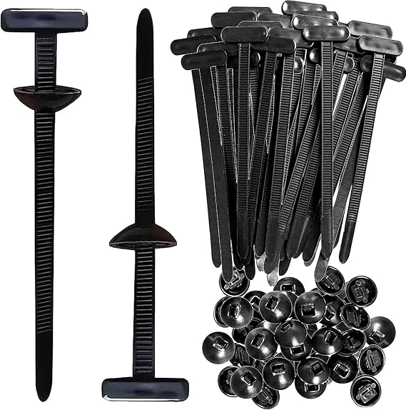 Nylon Universal Cable Tie Buckle - 50PCS Heavy Duty Self-Locking UV-Resistant Zip Ties with Push Mount Clips, Automotive Plastic Cable Rivet Fasteners for Car Engine Guard Fender Trunk Daily Repair