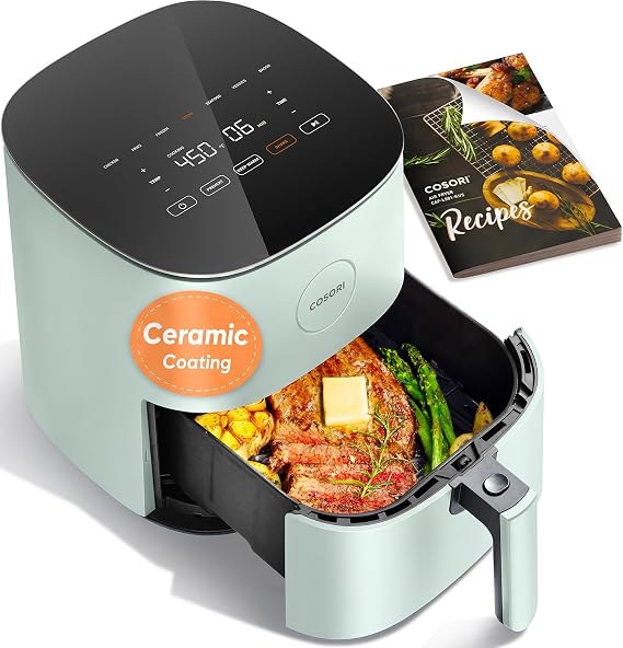 Cosori Air Fryer Pro LE 5 Qt, PFAS-Free Ceramic, 9-in-1, 20 Liners, White