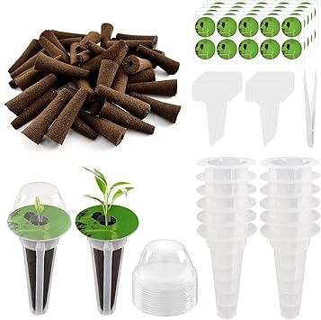 127 PCS Hydroponics Growing System, Windspeed Grow Anything Seed Pod kit Include 40 Grow Sponges, 12 Grow Baskets, 12 Grow Domes, 50 Pod Labels, 1 Tweezer, 12 Plastic Hydroponic Pods Growth Tags