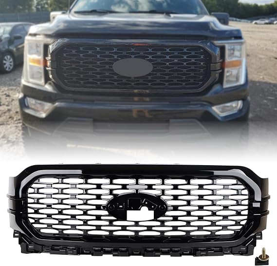 Gloss Black Grill Assembly Fits 2021-2023 Ford F150 F-150 XL XLT