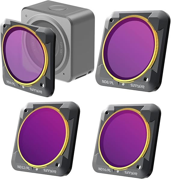 Action 2 Camera 4 Pack Adjustable ND Filter Lens Filter for DJI Action 2 Lens Filter Set Multi-Coated Filter Pack Accessories ND4-PL, ND8-PL, ND16-PL, ND32-PL