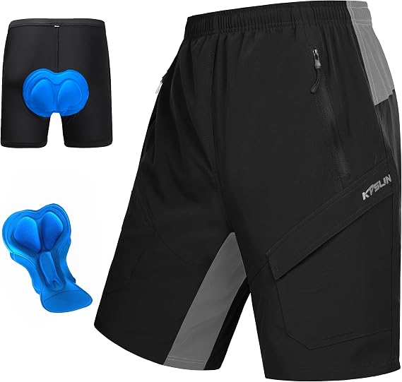 KPSUN Men's Mountain Bike Shorts 3D Padded for MTB Long Distance Riding