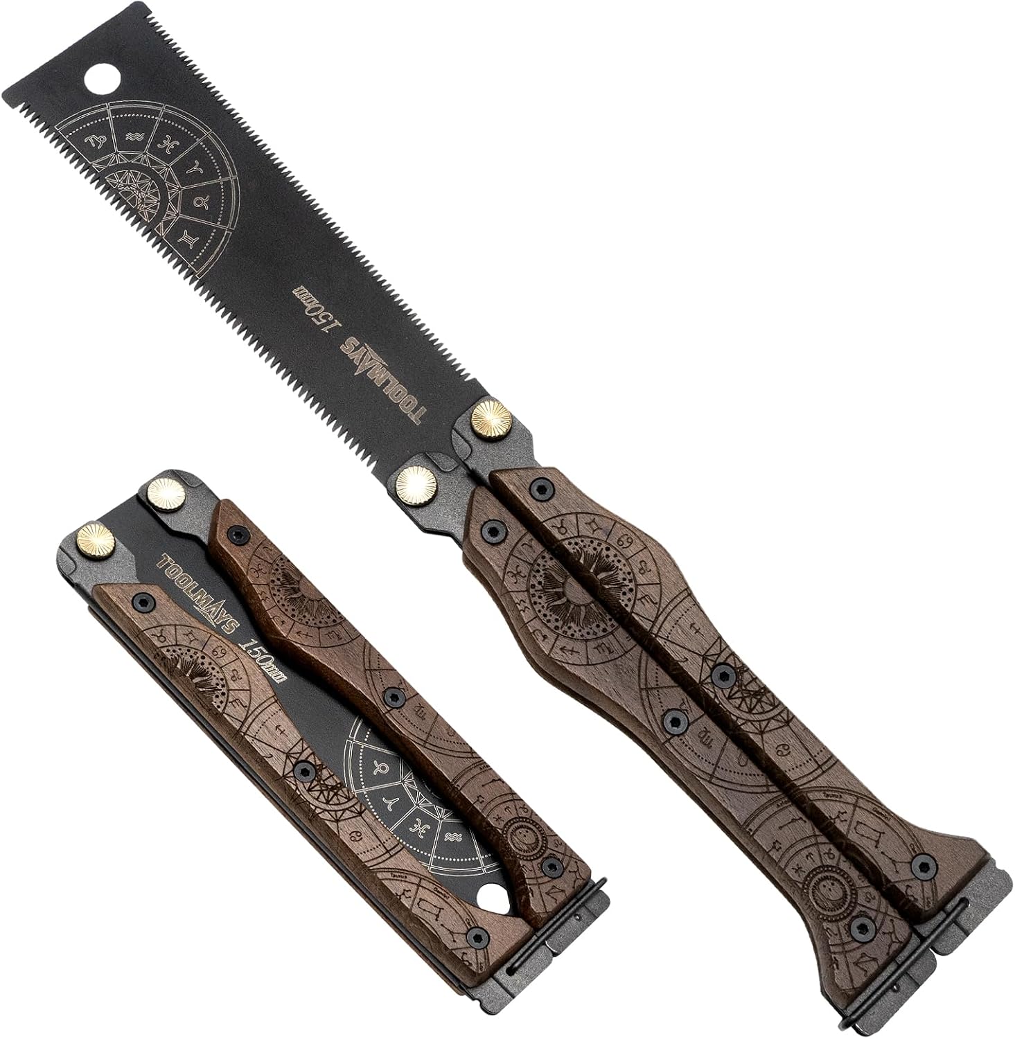 Japanese Saw 15 cm Hand Saw with SK5 Double Sided Blade (13 & 15 TPI) Japanese Folding Pull Saw Portable Butterfly Saw for Wood PVC and DIY